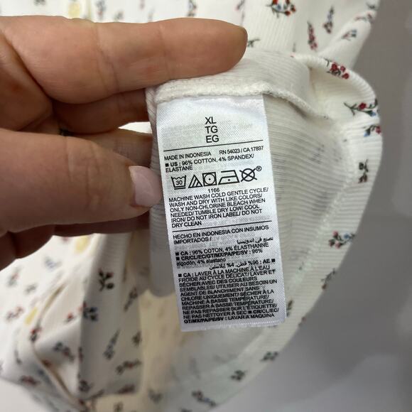 Old Navy Floral Button Front Ribbed Tee White Ditsy Print Sz XL - Picture 5 of 7